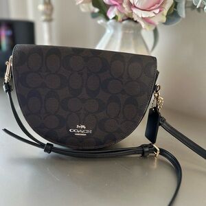 Coach Black and Brown Signature Crossbody Bag